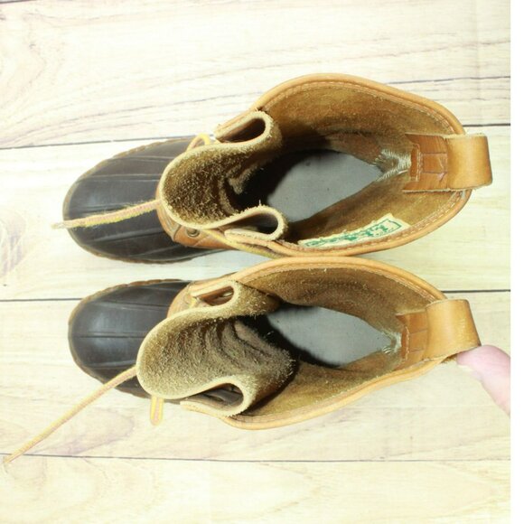 Vintage LL Bean Brown Leather Unlined Mid Calf Hunting Duck Boots Size 5 M - Picture 7 of 10